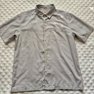 Quicksilver Waterman Checked Short Sleeve Button Comfort Fit Shirt Gray Sz L
